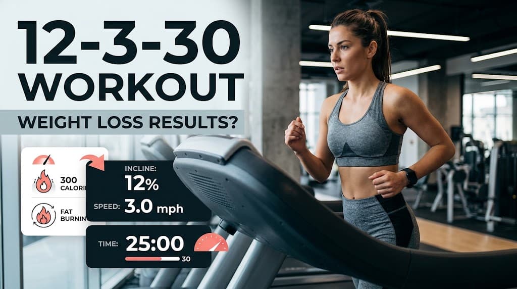 woman doing 12-3-30 incline treadmill workout